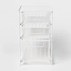 3 Tier Drawer Organizer Matte White - Brightroom™: Steel Multi-Compartment, Spot Clean, Utility Storage Bin