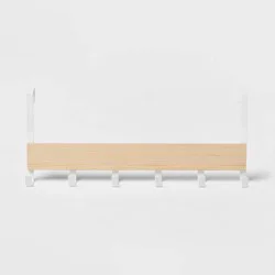 Large Over the Door Hook with Wood 6 Hooks Matte White - Brightroom™: Steel Door Hanger Rack, No Assembly Required