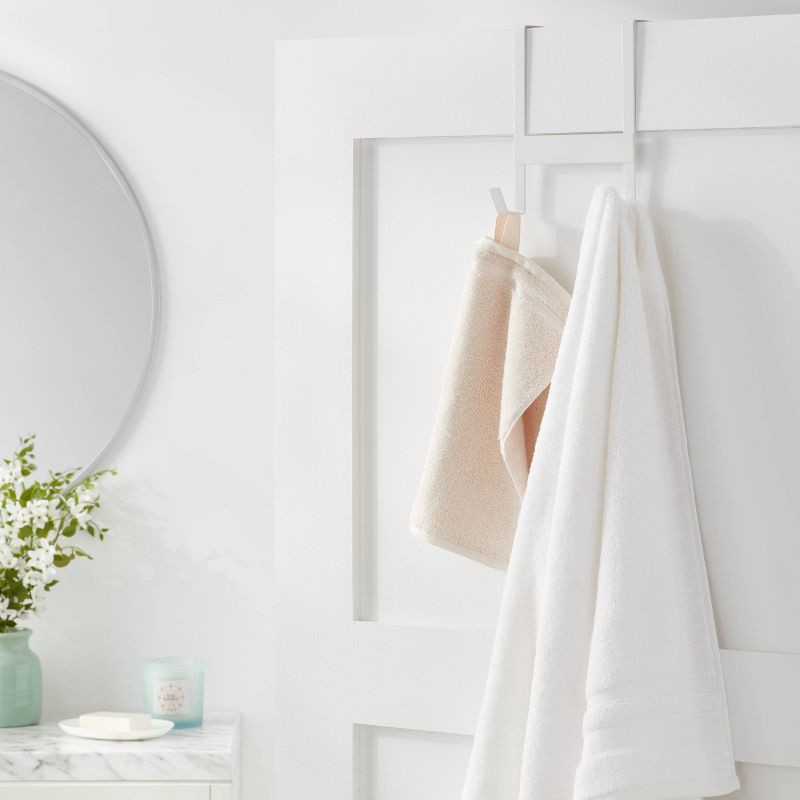 slide 2 of 3, Small over the Door Hook 2 Hooks Matte White - Brightroom™: Steel, Powder-Coated, No Assembly, Hanging Storage Rack, 1 ct