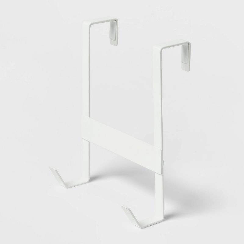 slide 3 of 3, Small over the Door Hook 2 Hooks Matte White - Brightroom™: Steel, Powder-Coated, No Assembly, Hanging Storage Rack, 1 ct
