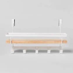 Shelf Rack with Hooks Matte White - Brightroom™: Steel Bathroom Storage, Powder-Coated Hand Towel Holder