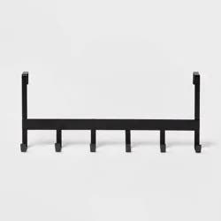 Large Over the Door Hook 6 Hooks Matte Black - Brightroom™: Steel, No Assembly, Powder-Coated Finish, Towel & Hat Storage