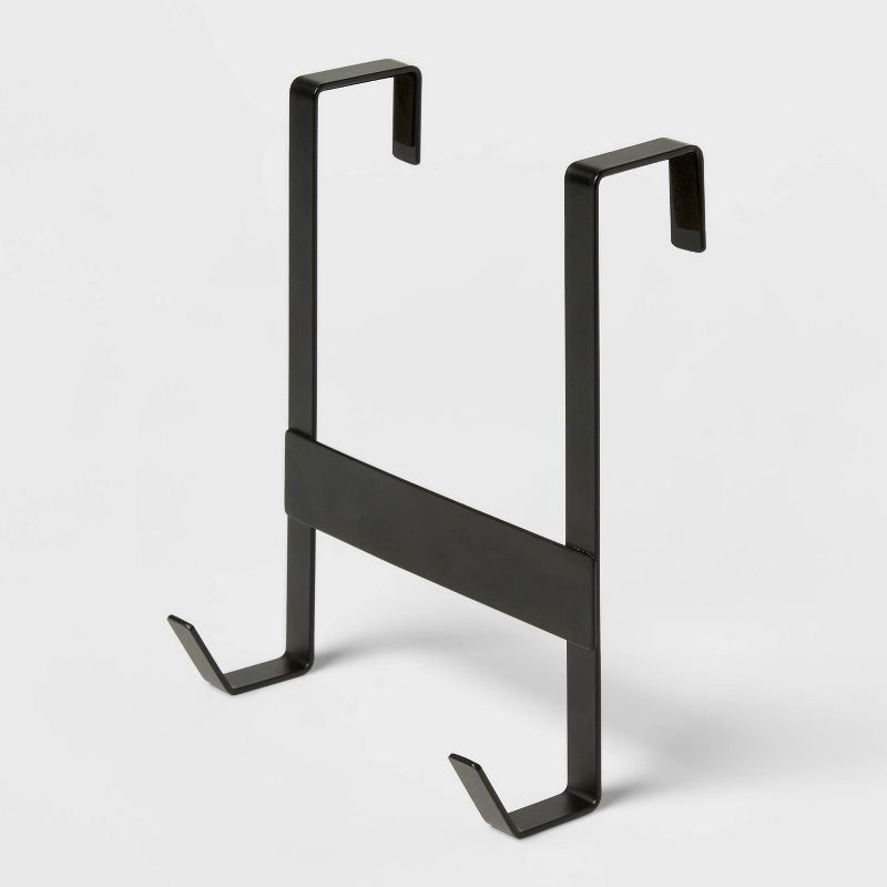 slide 3 of 3, Small over the Door Hook 2 Hooks Matte Black - Brightroom™: Steel, No Assembly, Powder-Coated Finish, Space-Saving, 1 ct