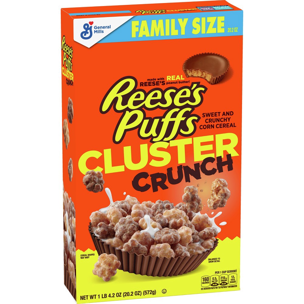 slide 8 of 10, Reese's Puffs Cluster Crunch Family Size Cereal - 19.7 oz, 19.7 oz