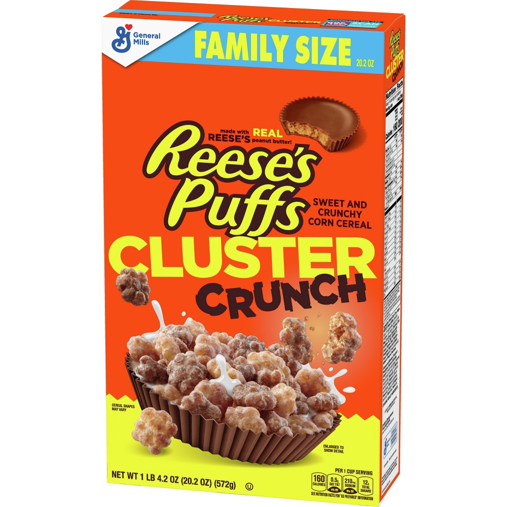 slide 9 of 10, Reese's Puffs Cluster Crunch Family Size Cereal - 19.7 oz, 19.7 oz