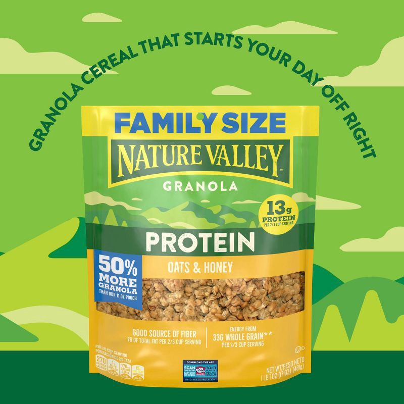 slide 4 of 10, Nature Valley Protein Granola Oats & Honey Family Size Cereal - 17oz, 17 oz