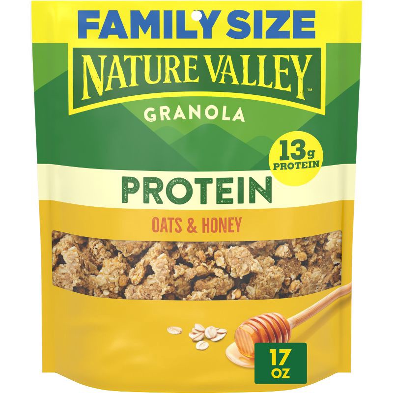 slide 1 of 9, Nature Valley Protein Granola Oats & Honey Size Cereal - 17oz: High Protein, No Artificial Flavors, 17 oz