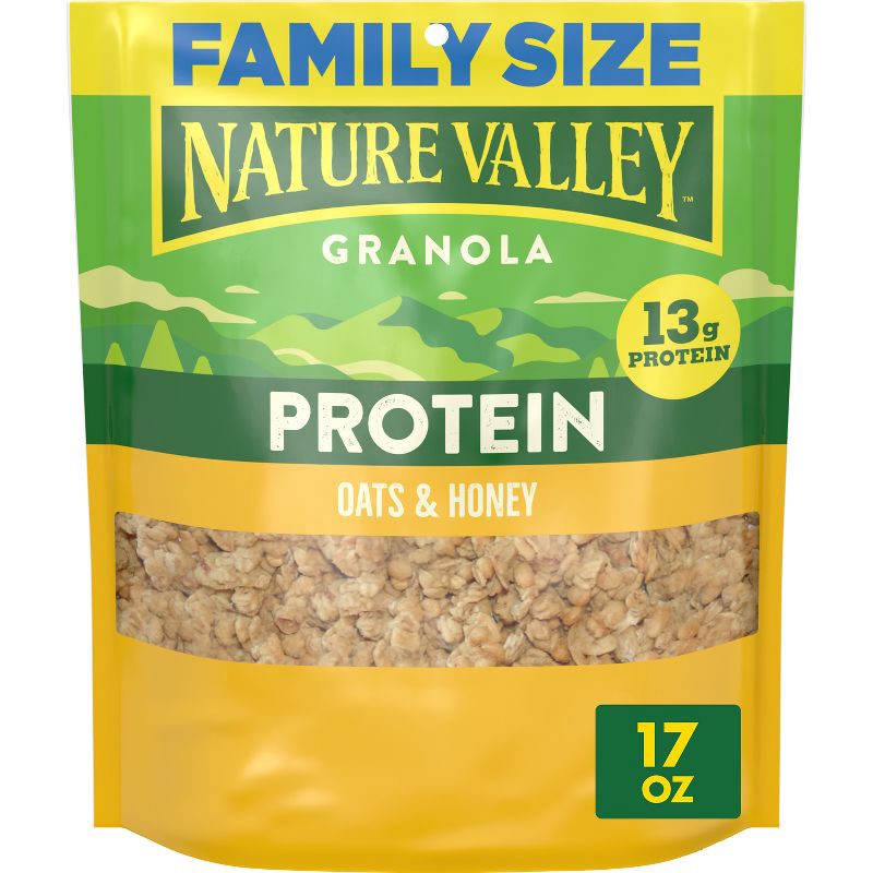 slide 1 of 10, Nature Valley Protein Granola Oats & Honey Family Size Cereal - 17oz, 17 oz