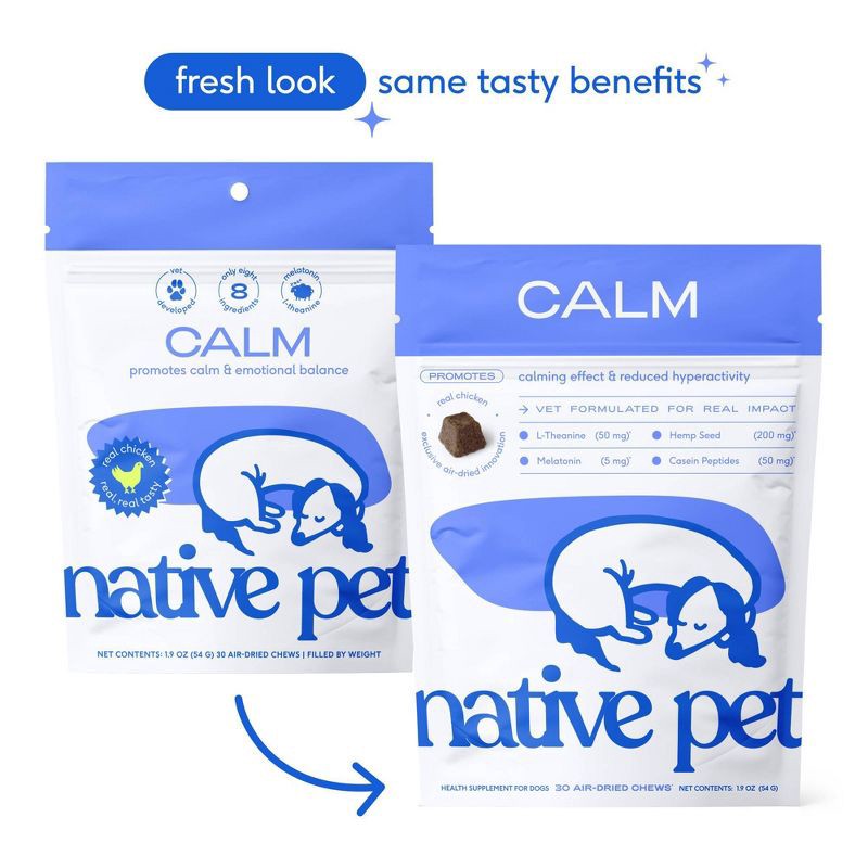 slide 3 of 8, Native Pet Calming Air-Dried Chews with Chicken for Dogs - 60ct, 60 ct