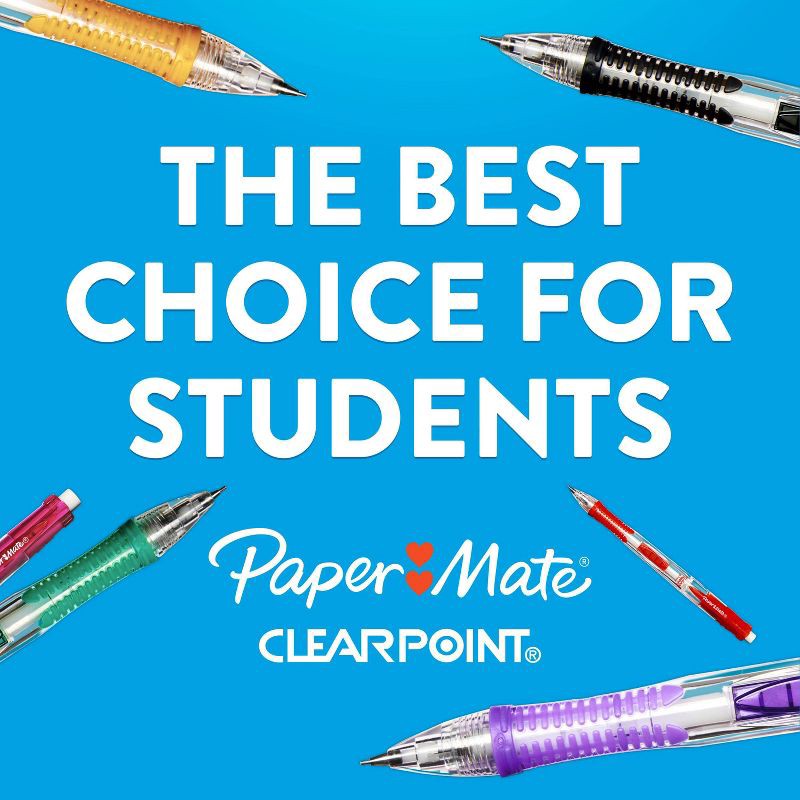 slide 2 of 7, Paper Mate Clear Point 10pk #2 Mechanical Pencils 0.7mm Multicolored: Plastic, Eraser, Art & Stationery, Ages 3+, 10 ct