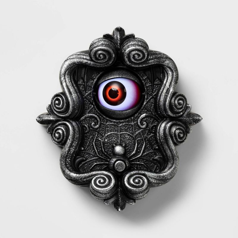 slide 1 of 3, 8" Animated Doorbell with Eye Halloween Decorative Prop Black - Hyde and EEK! Boutique™: Indoor Use, 8 in