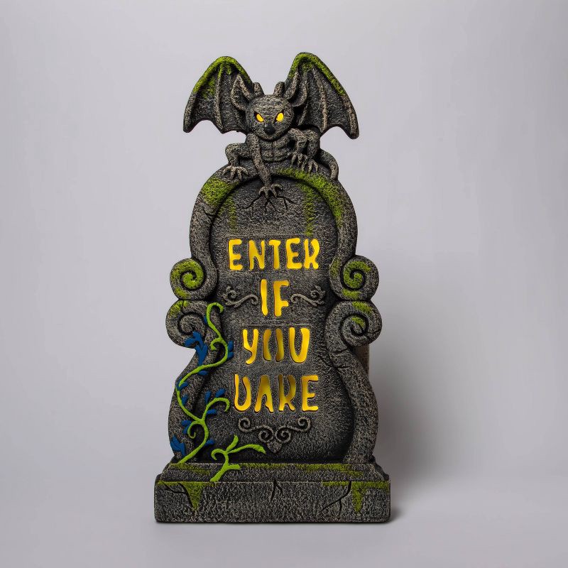 slide 1 of 1, 36" Lit Enter if You Dare Halloween Decorative Tombstone - Hyde & EEK! Boutique, 1 ct