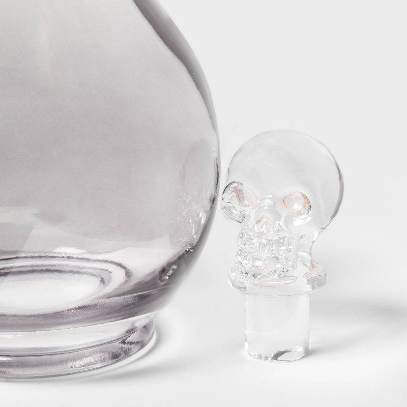 slide 3 of 3, 29oz Glass Decanter with Skull Stopper Halloween Drinkware - Hyde & EEK! Boutique™, 29 oz