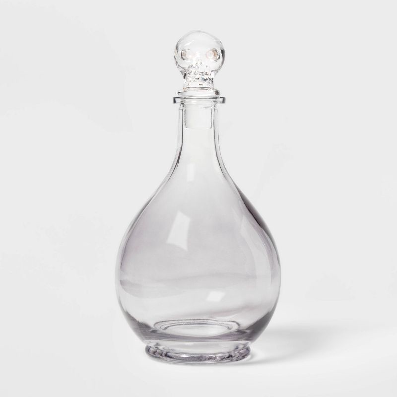 slide 1 of 3, 29oz Glass Decanter with Skull Stopper Halloween Drinkware - Hyde & EEK! Boutique™, 29 oz
