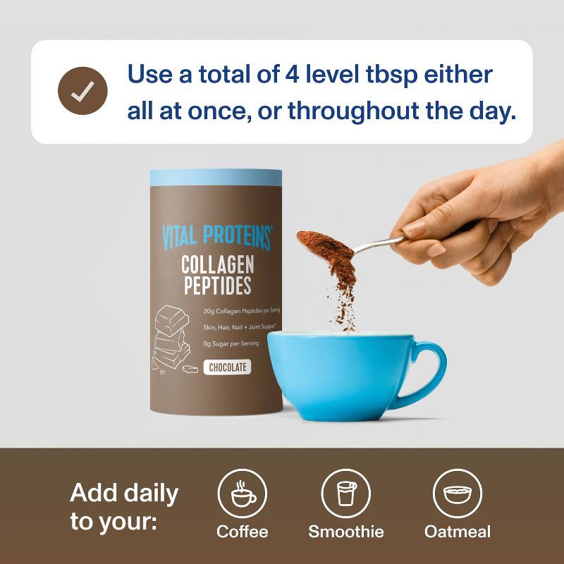 slide 6 of 11, Vital Proteins Chocolate Collagen Peptides Dietary Supplement - 13.5oz, 13.5 oz