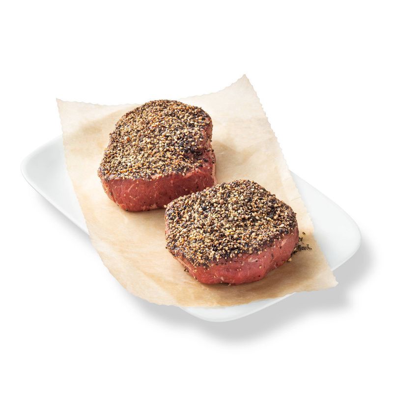 Cracked Peppercorn Crusted Beef Sirloin Petite Steaks price per lb