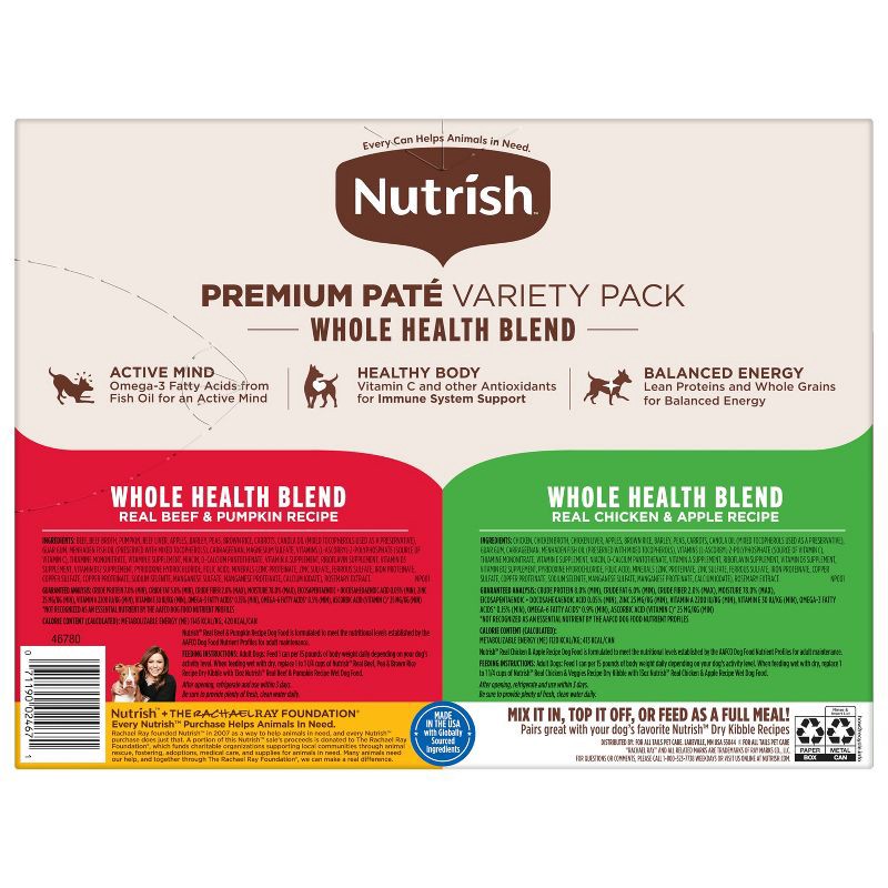 slide 3 of 11, Nutrish Premium Pate Chicken, Pumpkin, Apple & Beef Variety Pack Wet Dog Food - 13oz/12ct, 13 oz, 12 ct