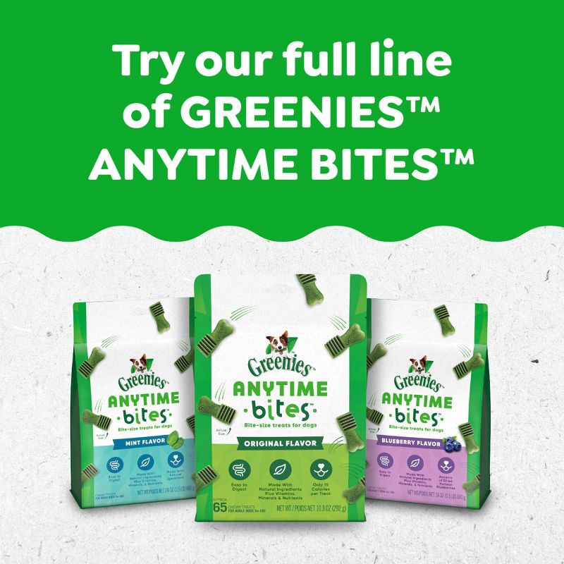 slide 9 of 10, Greenies Anytime Bites Dental Peppermint Flavor Dog Treats- 10.3oz, 10.3 oz