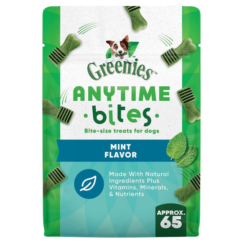 slide 1 of 10, Greenies Anytime Bites Dental Peppermint Flavor Dog Treats- 10.3oz, 10.3 oz