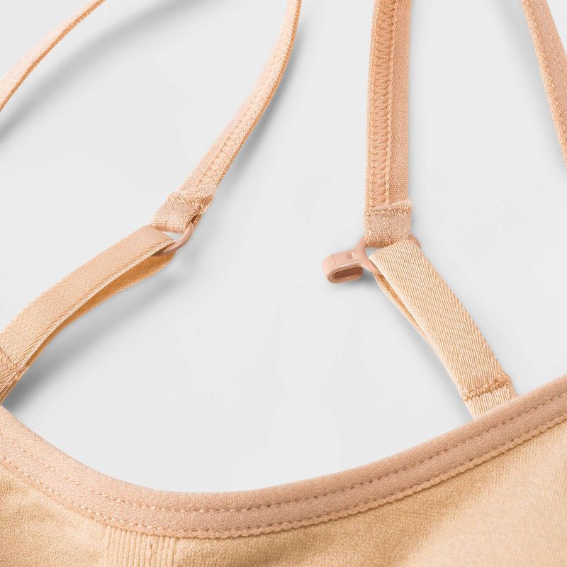 slide 4 of 4, Girls' Solid 2pk Seamless Bra - art class™ Beige M: Lightly Lined, Adjustable Straps, Pullover Style, 2 ct