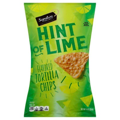 slide 1 of 1, Signature Select Tortilla Chips Hint Of Lime, 9 oz