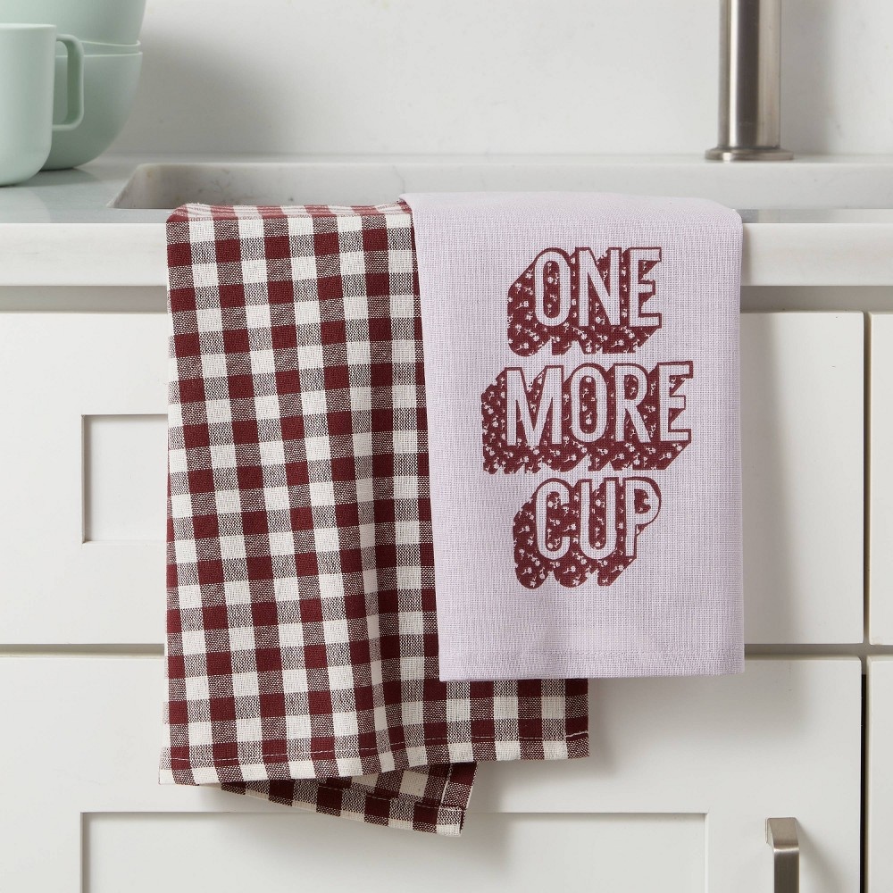 slide 2 of 3, 2pk Cotton One More Cup Kitchen Towels - Room Essentials, 2 ct