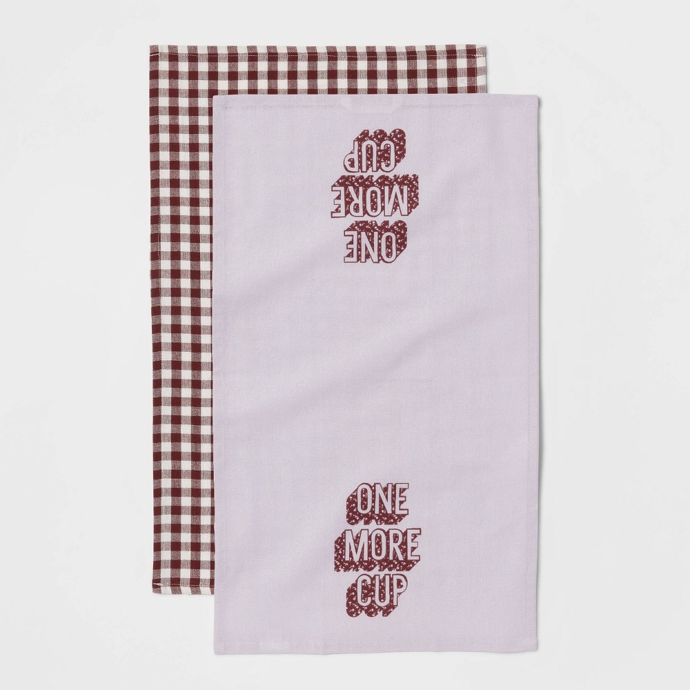 slide 3 of 3, 2pk Cotton One More Cup Kitchen Towels - Room Essentials, 2 ct