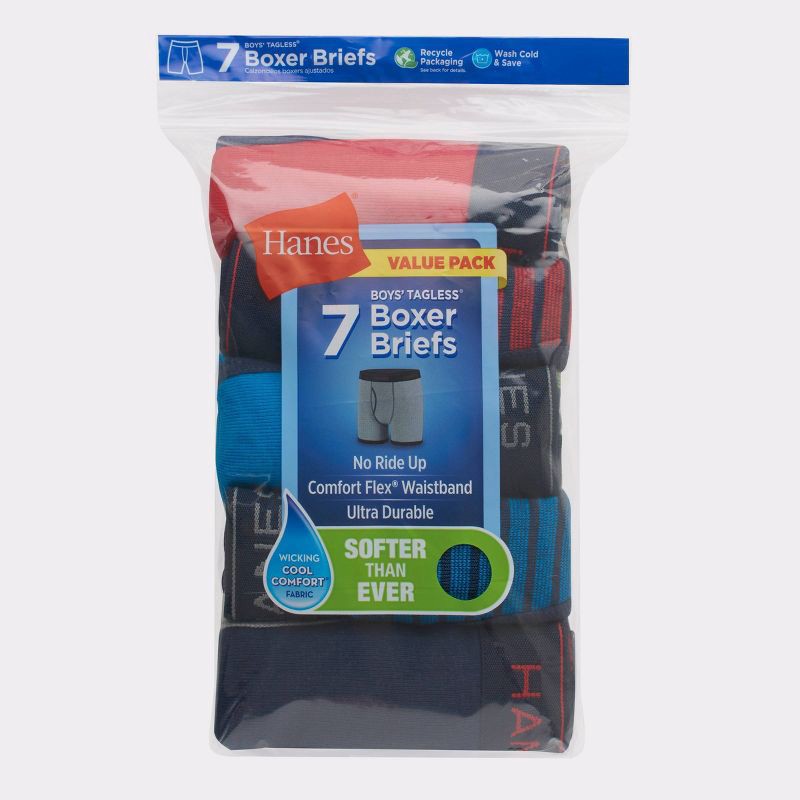 slide 5 of 7, Hanes Boys' 7pk Boxer Briefs - Colors May Vary M, 7 ct