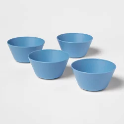 7.9oz 4pk Plastic Mini Bowls Blue - Room Essentials
