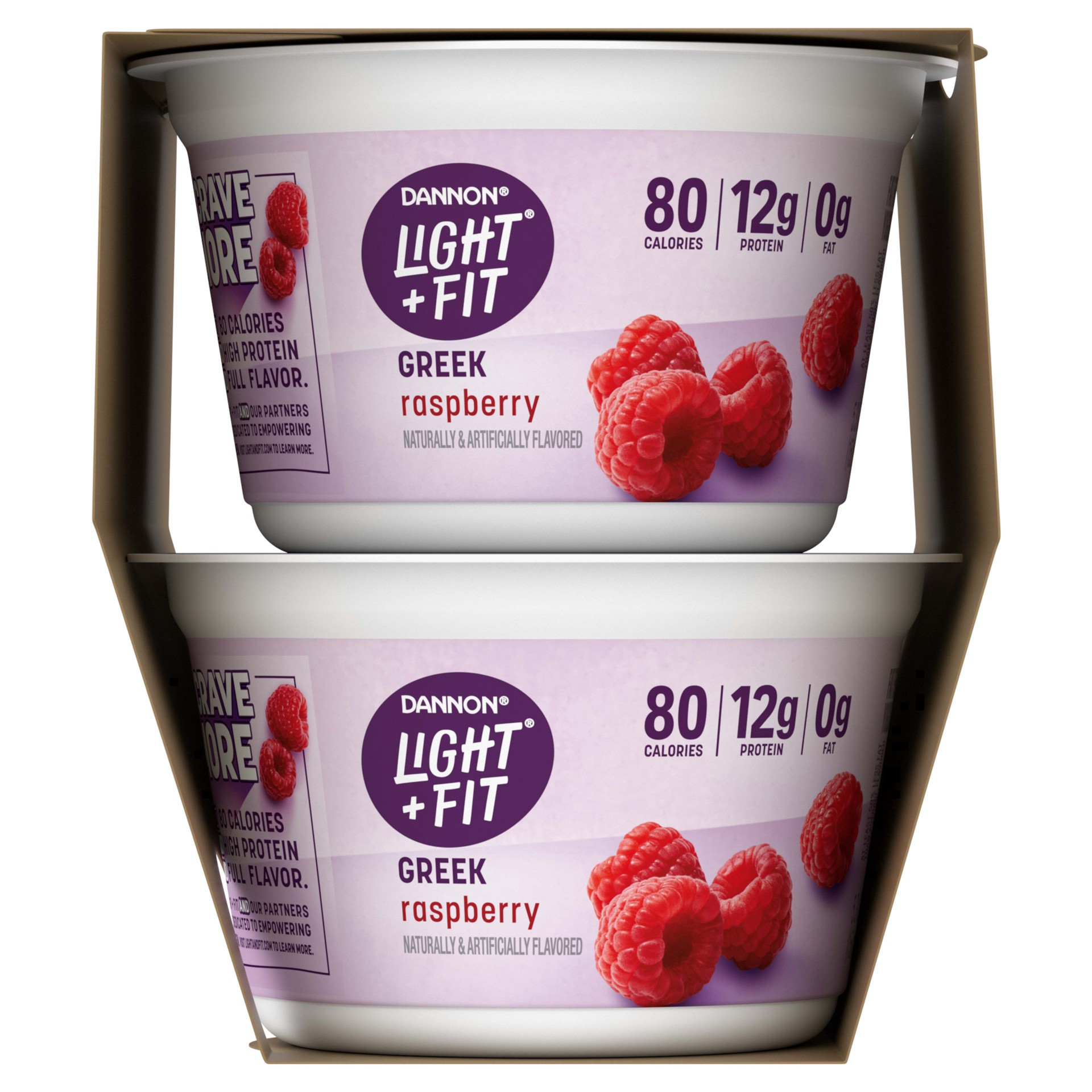 slide 2 of 5, Light + Fit Dannon Light + Fit Greek Nonfat Yogurt, Raspberry, Gluten-Free, 5.3 oz., 4 Pack, 4 ct; 5.3 oz