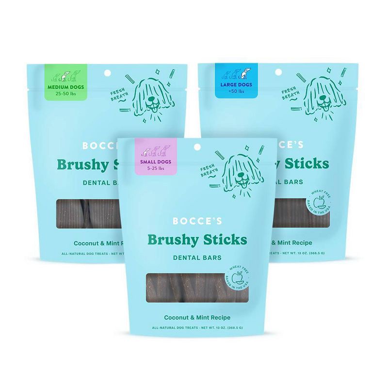 slide 3 of 3, Bocce's Bakery Brushy Sticks Dental with Coconut and Peppermint Flavor Dog Treats - M - 13oz, 13 oz