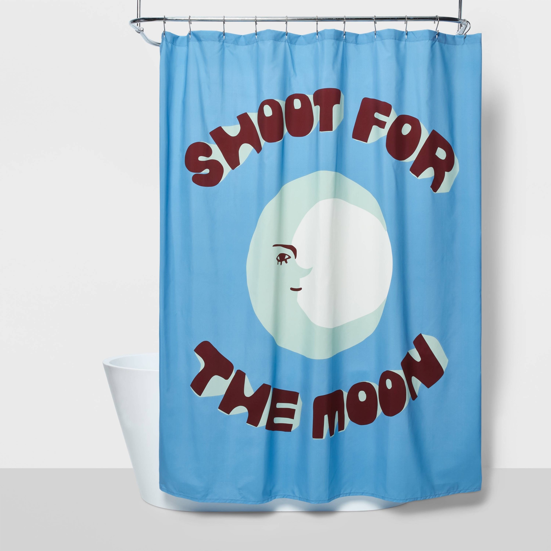 slide 1 of 4, Shoot for the Moon Microfiber Shower Curtain - Room Essentials, 1 ct