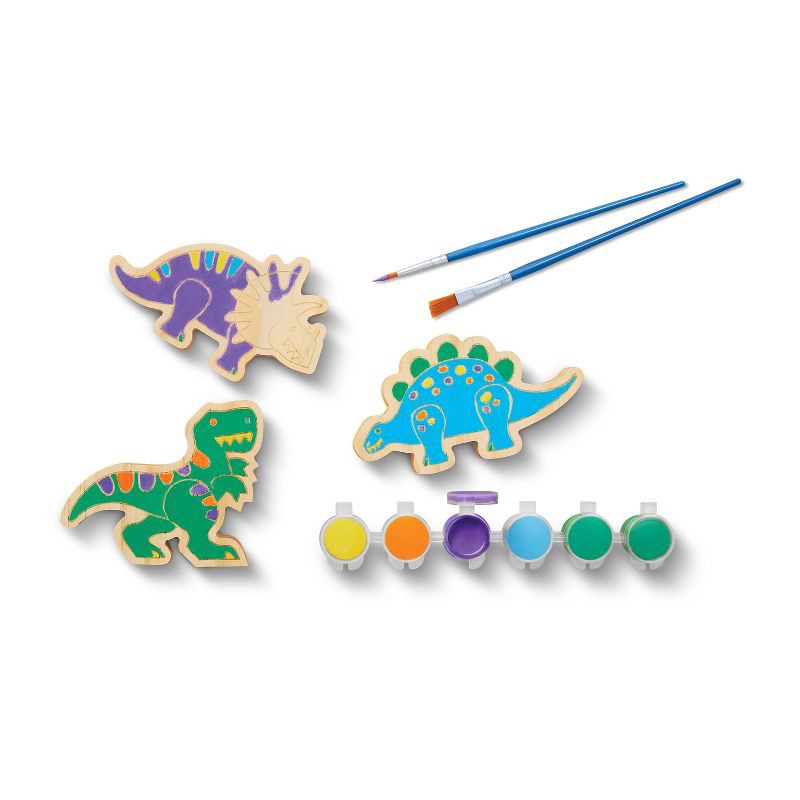 slide 4 of 4, 3pk Paint-Your-Own Wood Dinosaur Set - Mondo Llama™: Non-Toxic Craft Kit with Acrylic Paints & Brushes for Kids 3+, 3 ct