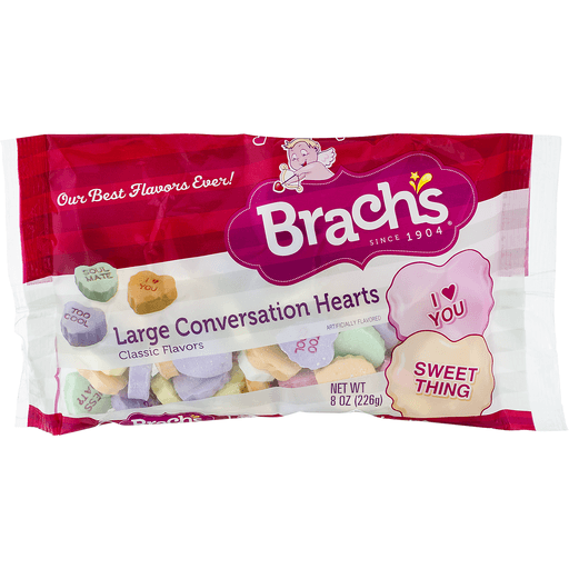 slide 1 of 1, Brach's Conversation Hearts, Classic Flavors, Large, 8 oz