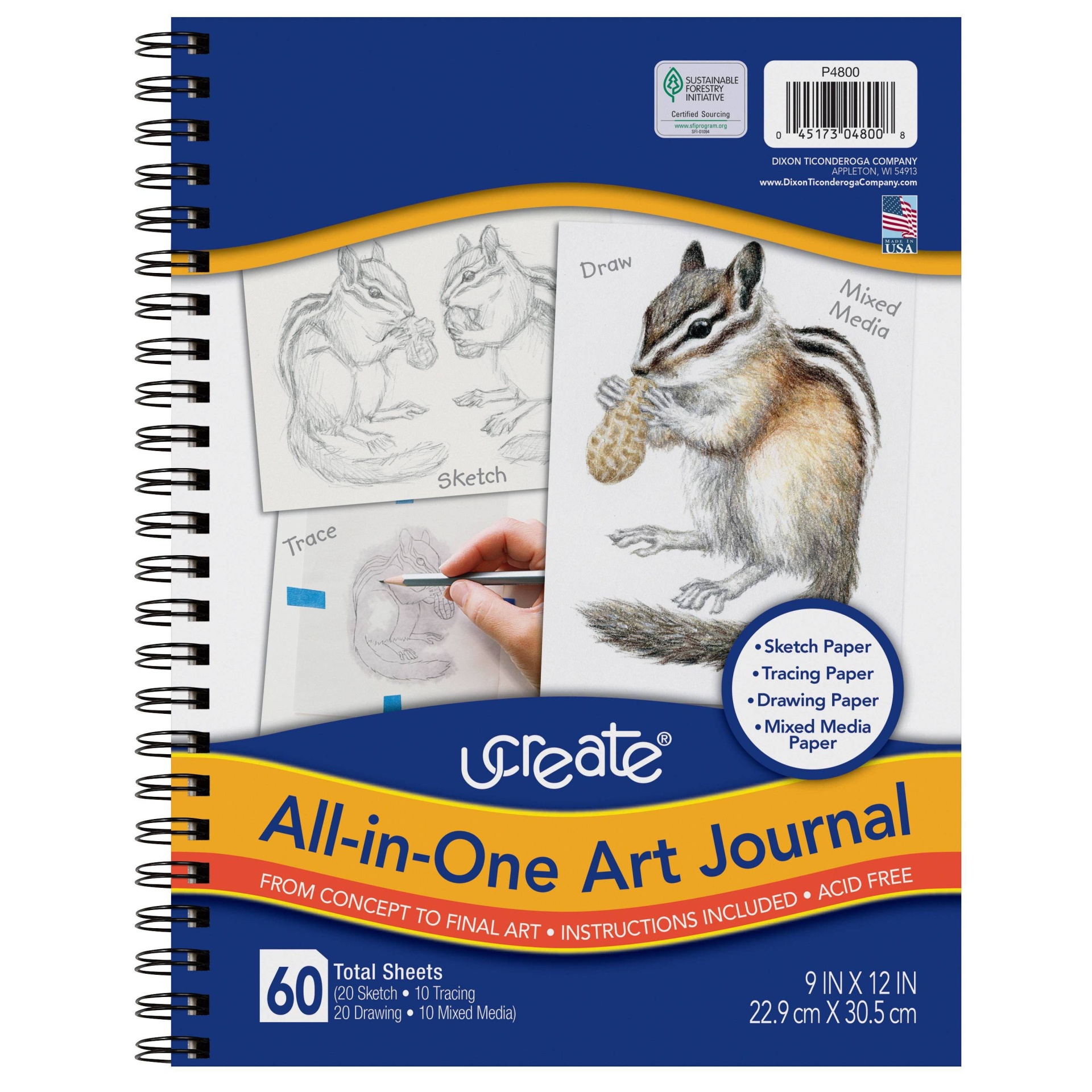 slide 1 of 2, 9"x12" All-in-One Art Spiral Journal 60 sheets - UCreate, 1 ct