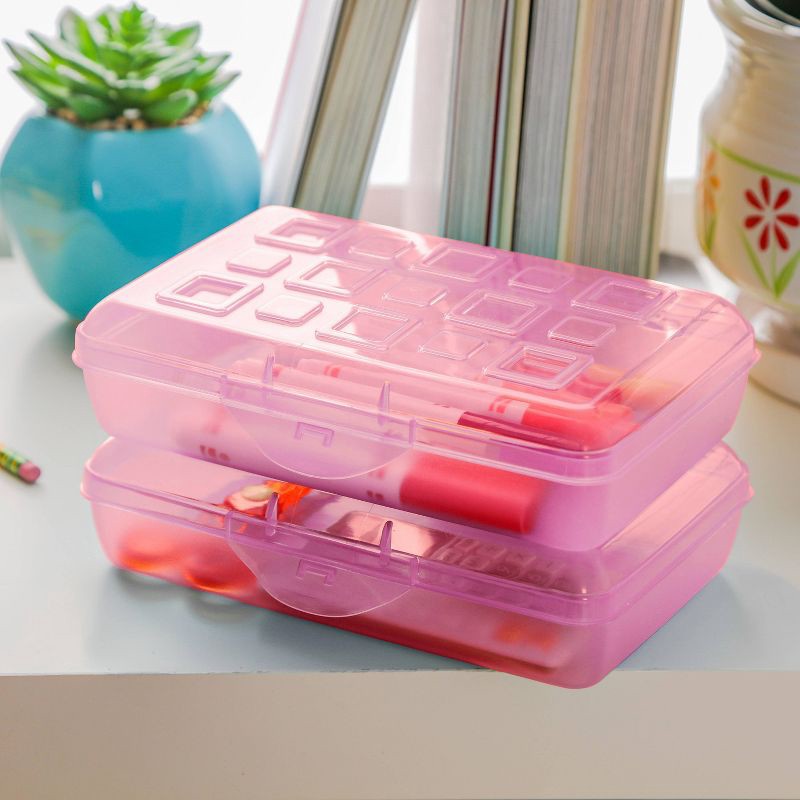 slide 2 of 5, Sterilite Pencil Box Translucent Pink Glitter, 1 ct