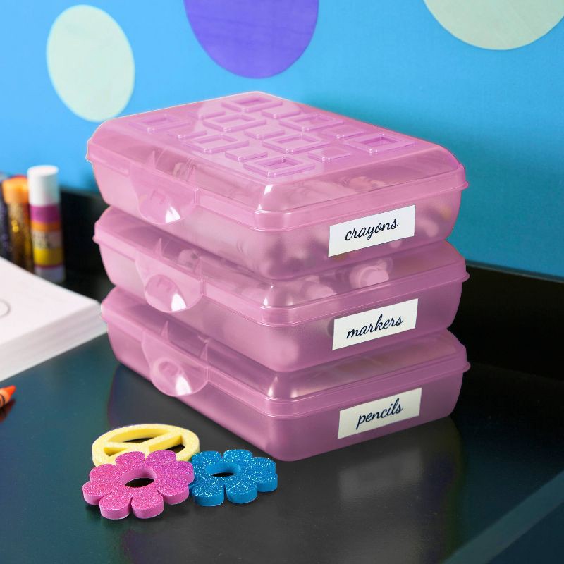 slide 3 of 5, Sterilite Pencil Box Translucent Pink Glitter, 1 ct