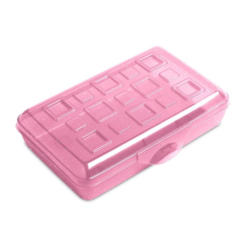 slide 1 of 5, Sterilite Pencil Box Translucent Pink Glitter, 1 ct