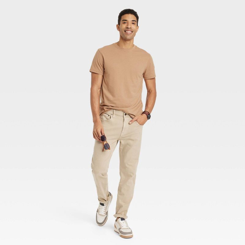 slide 3 of 3, Men's Every Wear Short Sleeve T-Shirt - Goodfellow & Co™ Canyon Brown M: Cotton Blend, Midweight, Crew Neck, Machine Washable, 1 ct
