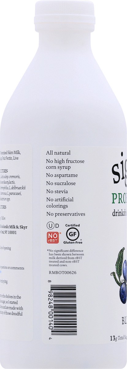 slide 6 of 10, siggi's Raspberry Nonfat Yogurt Drink is delicious on its own, in smoothies, or poured over granola or fruit. siggi's founder wasn't thrilled with the overly sweet and artificial taste of other US yogurt brands, inspiring him to create products crafted with less. Our raspberry drinkable yogurt contains only 5 ingredients without all those dreadful artificial sweeteners. Try our full line of products, including skyr, drinkable yogurt, plant based, and yogurt pouches., 32 oz