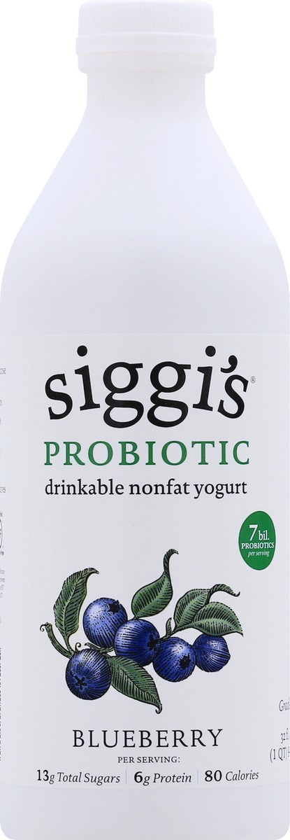 slide 3 of 10, siggi's Raspberry Nonfat Yogurt Drink is delicious on its own, in smoothies, or poured over granola or fruit. siggi's founder wasn't thrilled with the overly sweet and artificial taste of other US yogurt brands, inspiring him to create products crafted with less. Our raspberry drinkable yogurt contains only 5 ingredients without all those dreadful artificial sweeteners. Try our full line of products, including skyr, drinkable yogurt, plant based, and yogurt pouches., 32 oz