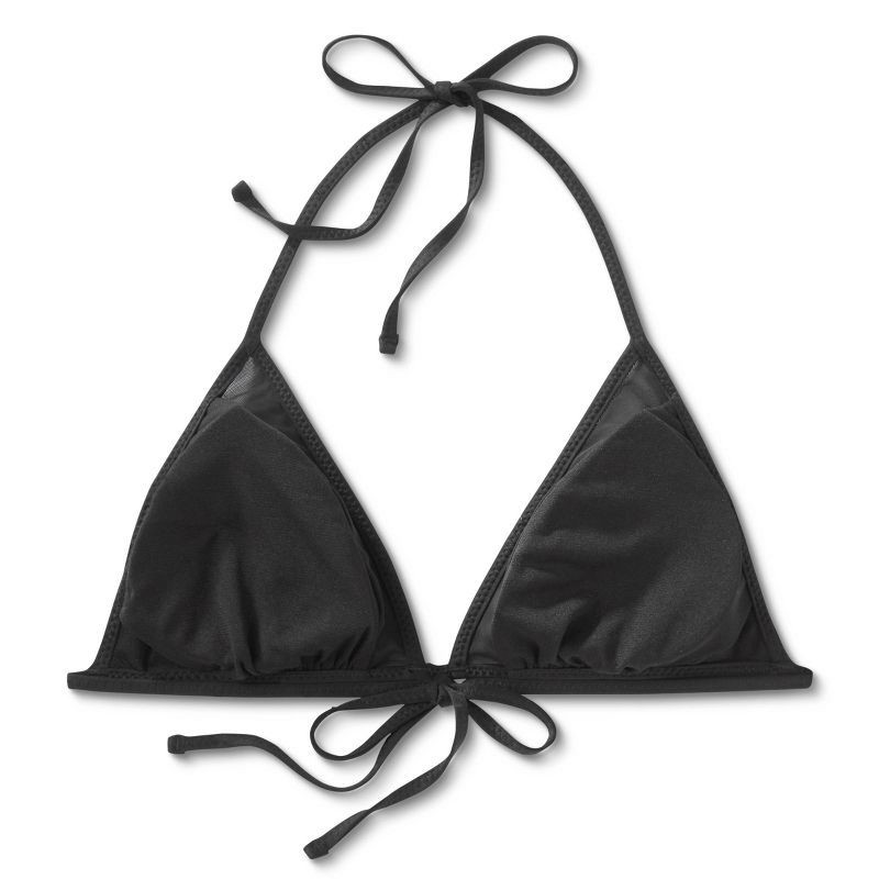 slide 2 of 2, Women's Mesh Triangle Bikini Top - Shade & Shore™ Black S, 1 ct