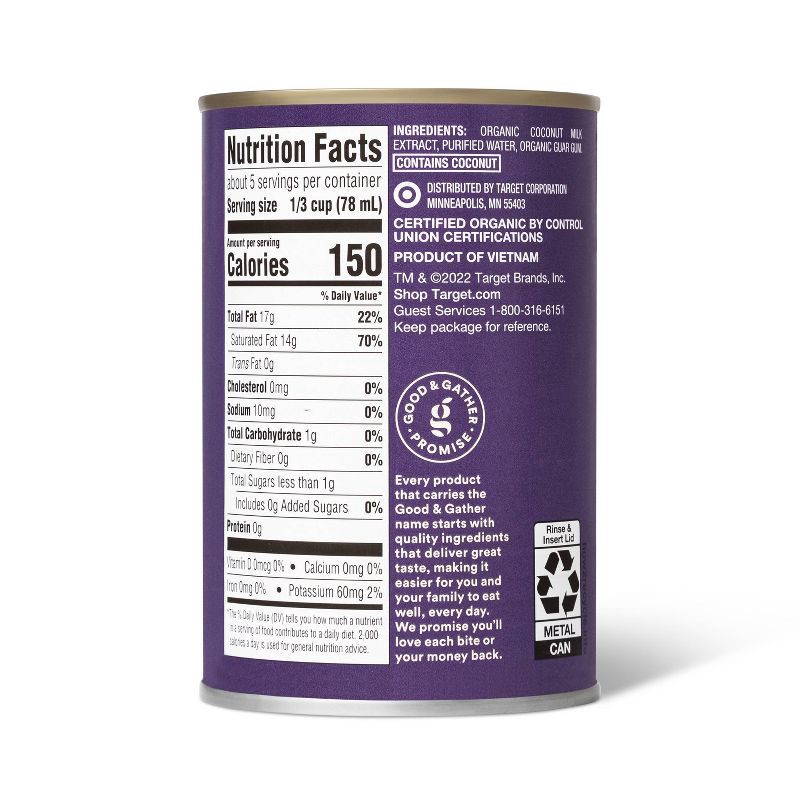 slide 2 of 4, Organic Coconut Cream - 13.5 fl oz - Good & Gather™, 13.5 fl oz