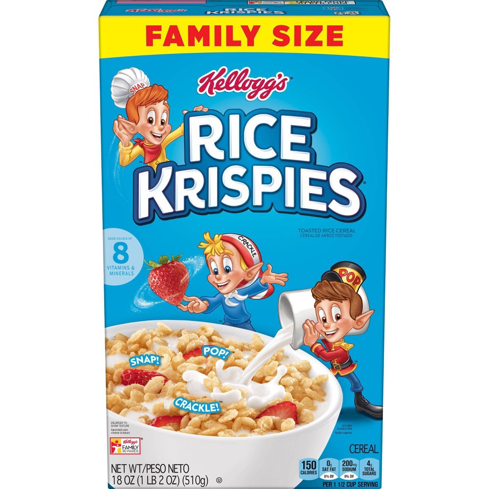 slide 10 of 10, Kellogg's Rice Krispies Cold Breakfast Cereal, 8 Vitamins and Minerals, Rice Krispies Treats, Original, 18 oz