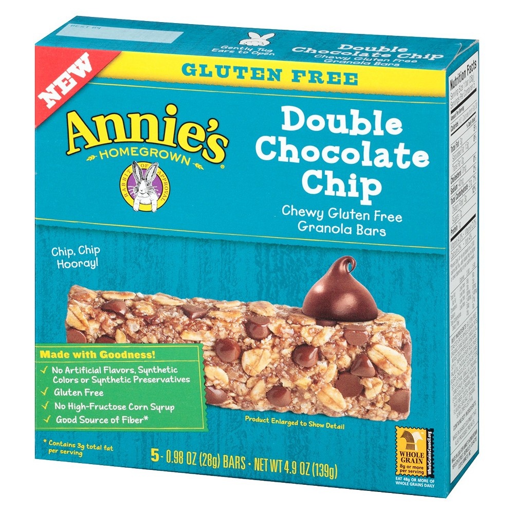 slide 2 of 4, Annie's Gluten Free Double Chocolate Chip Granola Bar, 5 ct