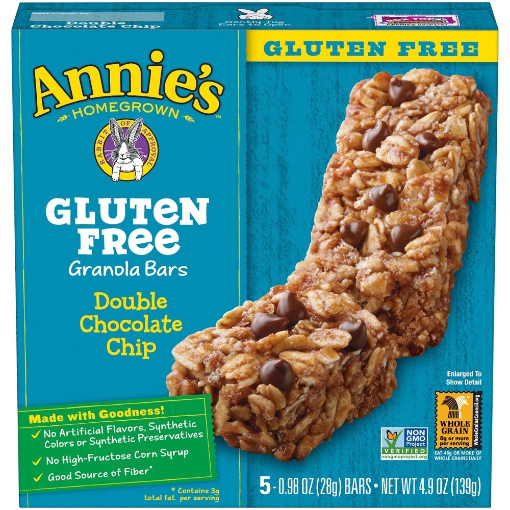 slide 3 of 4, Annie's Gluten Free Double Chocolate Chip Granola Bar, 5 ct