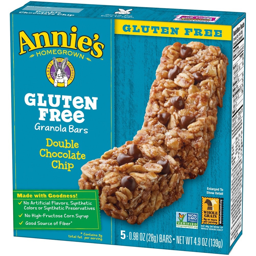 slide 4 of 4, Annie's Gluten Free Double Chocolate Chip Granola Bar, 5 ct