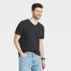 Men's Short Sleeve Novelty V-Neck T-Shirt - Goodfellow & Co Black XL