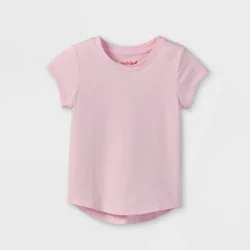 Toddler Girls' Solid Knit Short Sleeve T-Shirt - Cat & Jack™ Light Pink 18M