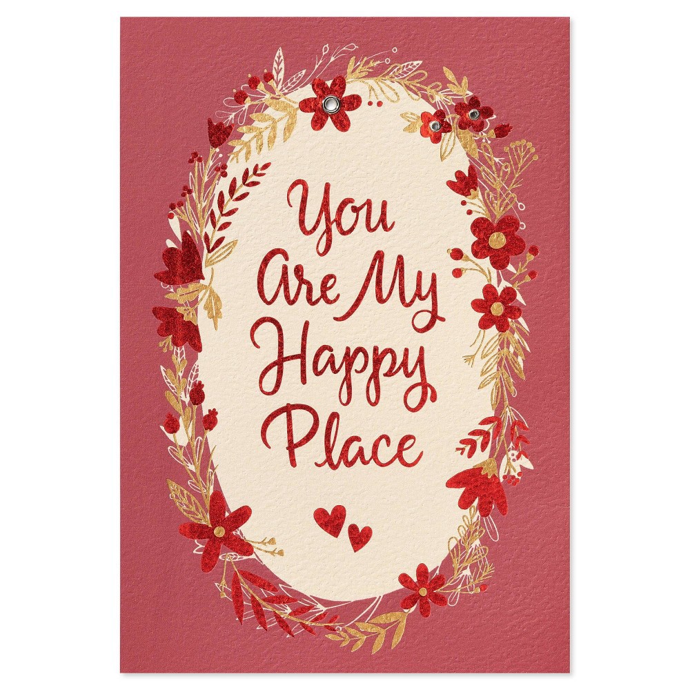 slide 4 of 5, Carlton Cards Valentine's Day Card Floral Wreath Border, 1 ct
